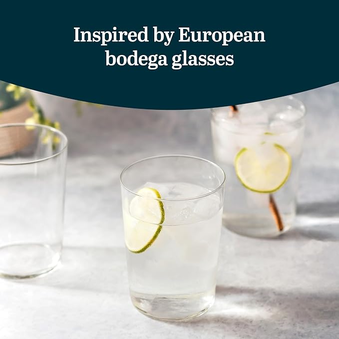 Libbey Café Tumbler Glass Set of 8, Dishwasher Safe Glass Cups Set, Versatile