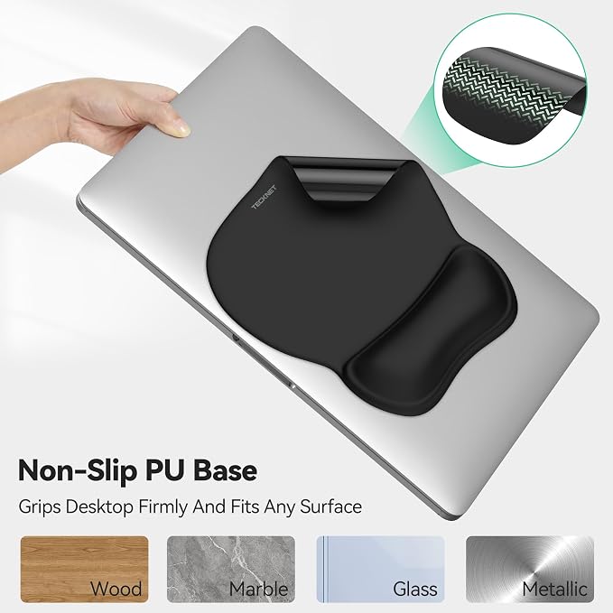 TECKNET Gel Mouse Pad with Wrist Rest, Ergonomic Office Mousepad with Wrist