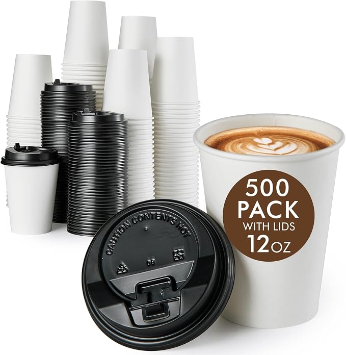 Vplus 500 Pack 12 OZ Paper Coffee Cups