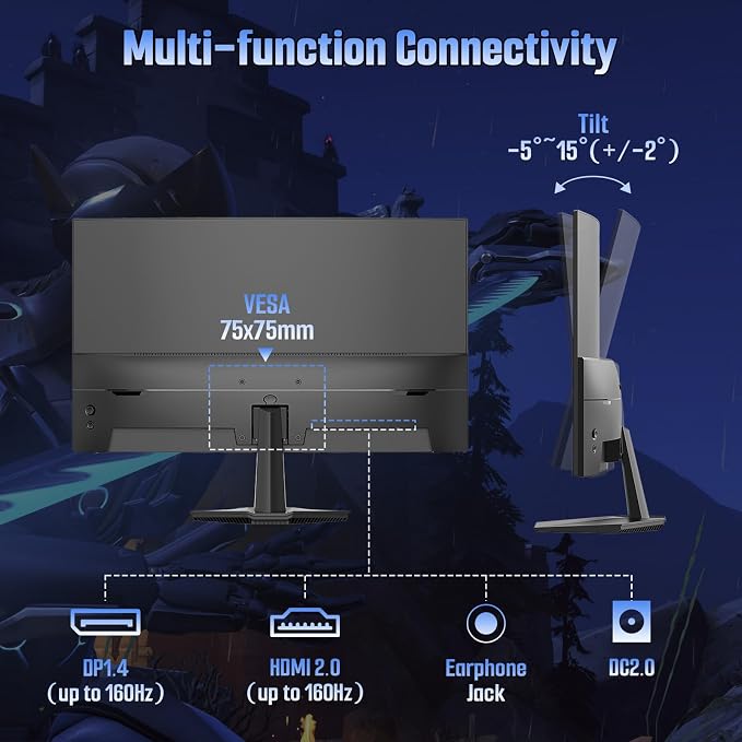 SANSUI Curved 24 Inch Gaming Monitor 160Hz FHD 1080P Computer Monitor, MPRT 1ms
