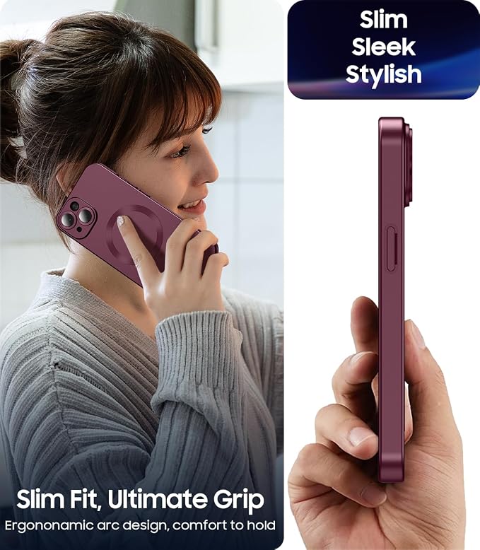 Magnetic for iPhone 14 Case Slim Soft Silicone Bumper Shockproof Metallic