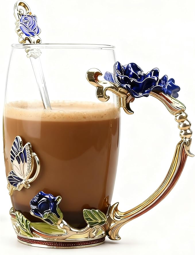 Gifts for Mom Women Unique Blue Tea Mug