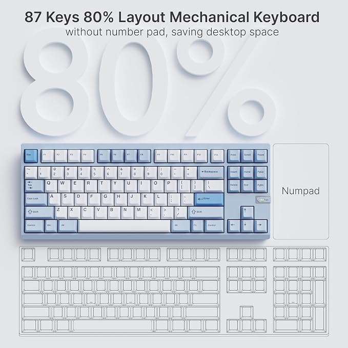 Chilkey ND TKL Aluminum Mechanical Keyboard, 87 Keys Tenkeyless Wireless Gaming