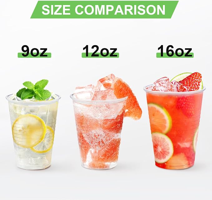 Lamosi 300 Count 16 oz Clear Plastic Cups, Disposable Cold Drinking Cups |