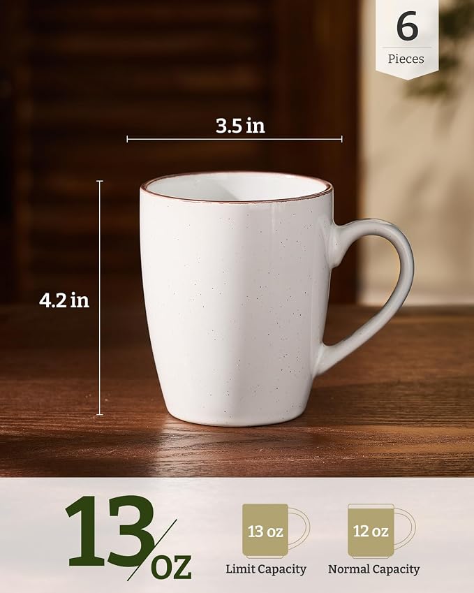 famiware Venus Coffee Mugs Set of 6, 13 oz Ceramic Stoneware Mug Cup Set |