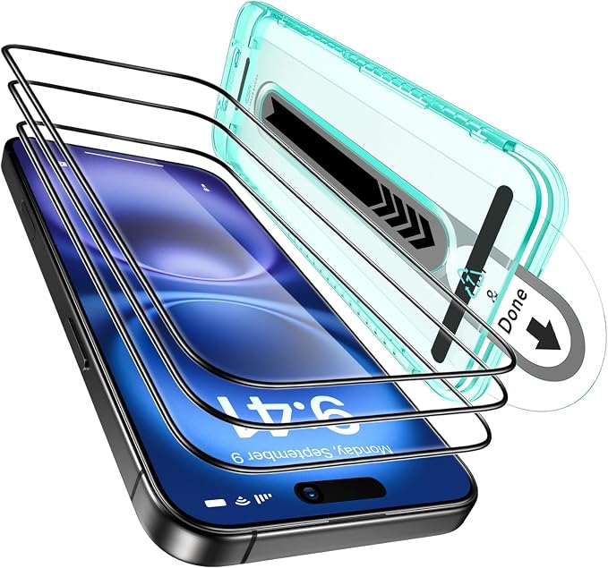 ESR 3 Pack for iPhone 16 /iPhone 15 Screen Protector, Full Coverage Tempered