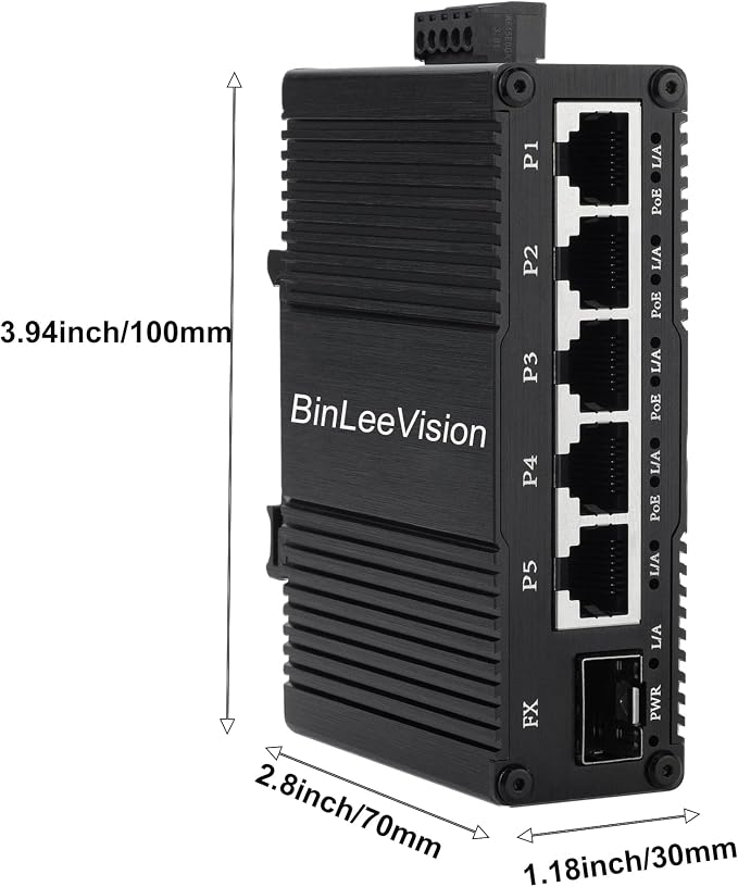 Industrial Mini Gigabit Ethernet Switch 5-Port RJ45 10/100/1000BASE-T+1-Port