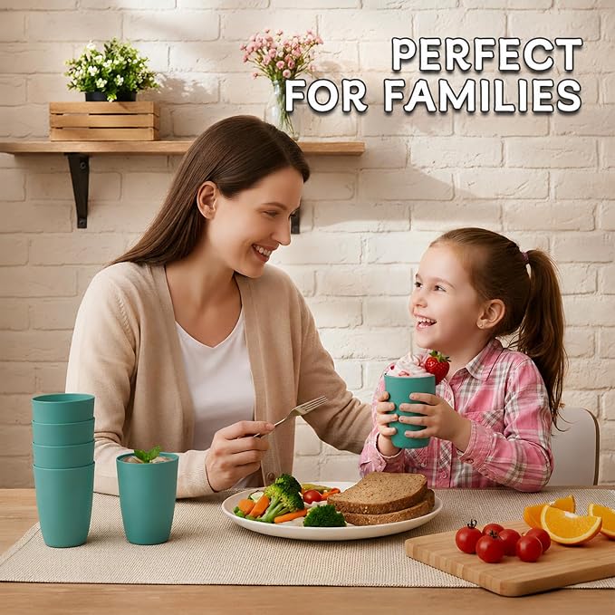Wrova Wheat Straw Cups 6 PCS Good Alternative to Plastic Reusable Cups 12 oz