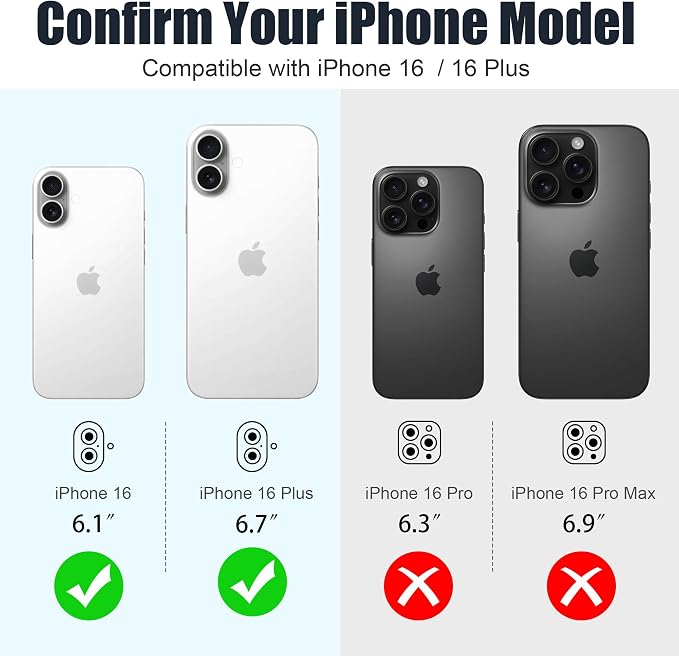AGVEE 3+3 6 Pack for iPhone 16 6.1" / 16 Plus 6.7" Camera Lens Cover Protector