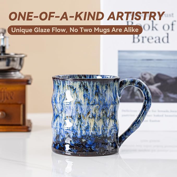 Unique Reactive Glaze Ceramic Coffee Mug - 15 oz Large Coffee Cup