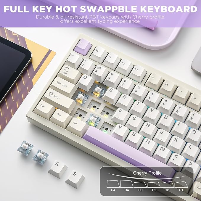 YUNZII AL80 Wireless Mechanical Keyboard, Full Aluminum CNC, Smart LCD Display
