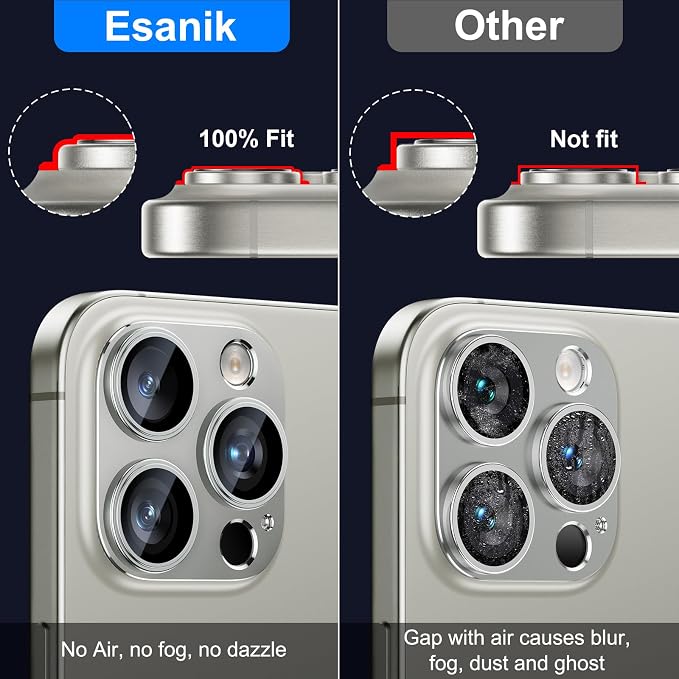 Esanik Upgrade 2 Pack for iPhone 16 Pro/iPhone 16 Pro Max Camera Lens Protector