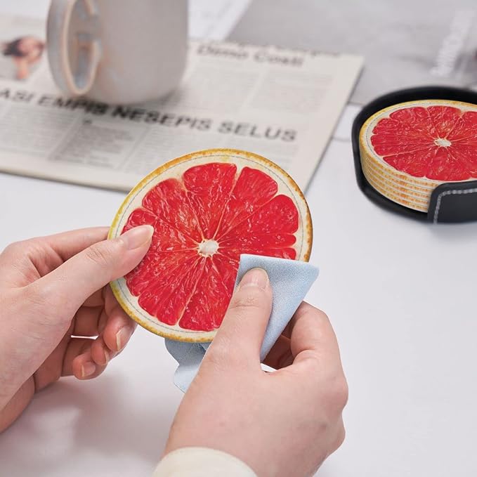 6 Pack Pink Grapefruit Slice Coaster