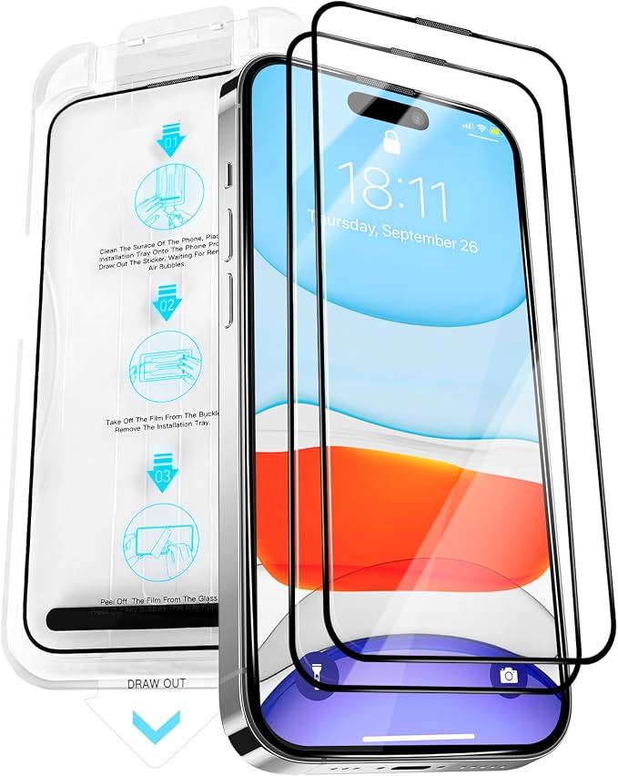 2 Pack Screen Protector for iPhone 16, Durable and Drop-Proof