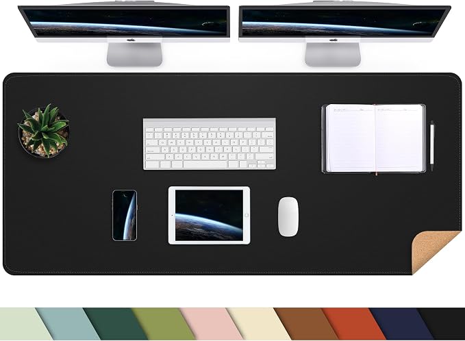 AFIING Leather Desk pad Protector, Large Non-Slip Office Desk Mat