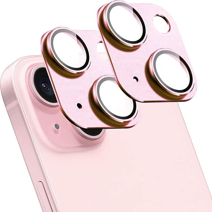 2 Pack Camera Lens Protector for iPhone 15 / iPhone 15 Plus, AR Tempered Glass