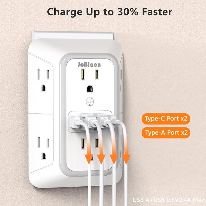 USB Wall Charger Power Strip Surge Protector