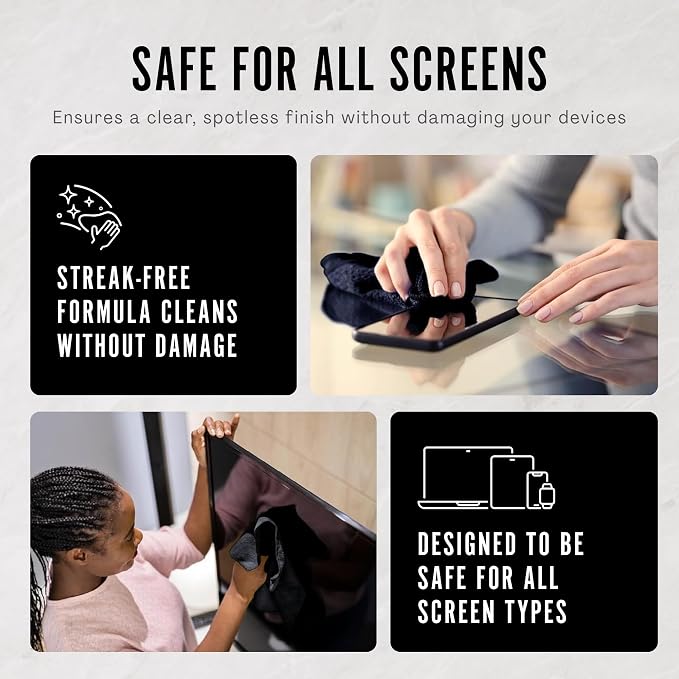 Delete Screen Cleaner Spray Kit, 16oz Bottle and 12"x12" Microfiber Cleaning