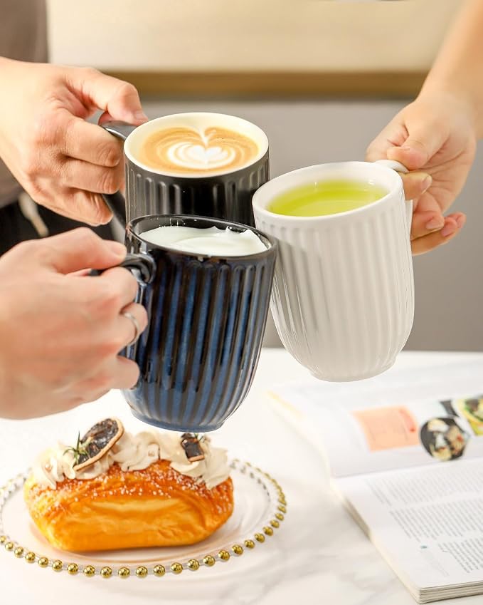 HASENSE 16oz Ceramic Coffee Mugs Set of 4, Modern Lightweight, Tea & Cocoa