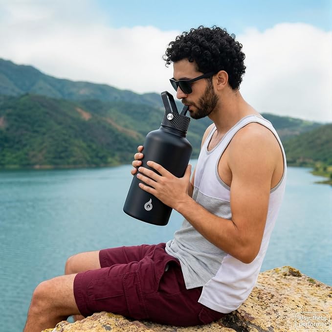 BJPKPK 64oz Insulated Water Bottle, Half Gallon Water Jug