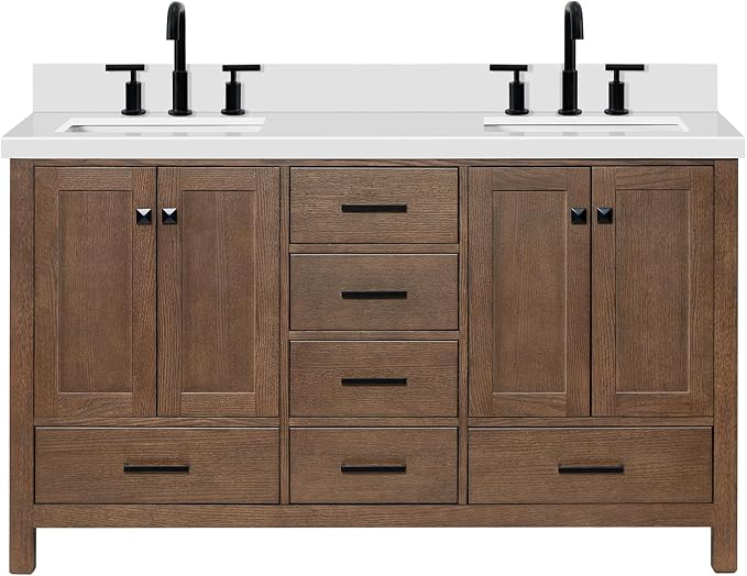 Cambridge 61 Inch Double Rectangular Sink Bathroom Vanity