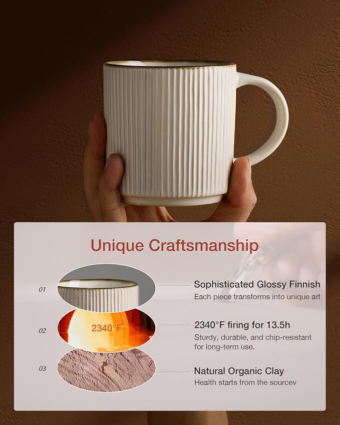 famiware Coffee Mug Set for 6, Star 12 oz Catering Mugs Cup Set