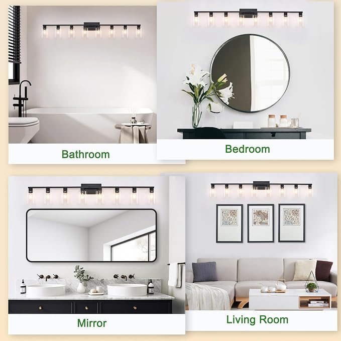 8-Light Black Vanity Light Fixtures