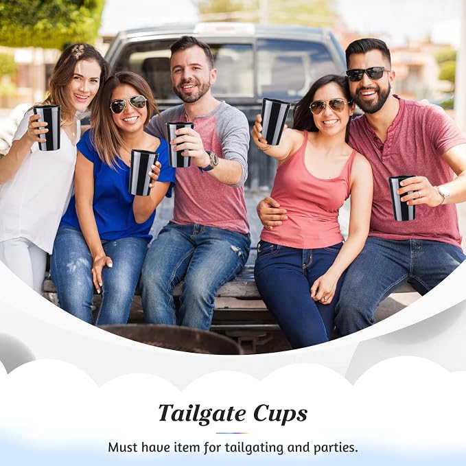 Mifoci 24 Pcs Stadium Plastic Cups Blank Reusable Drink Tumblers Bulk Stackable