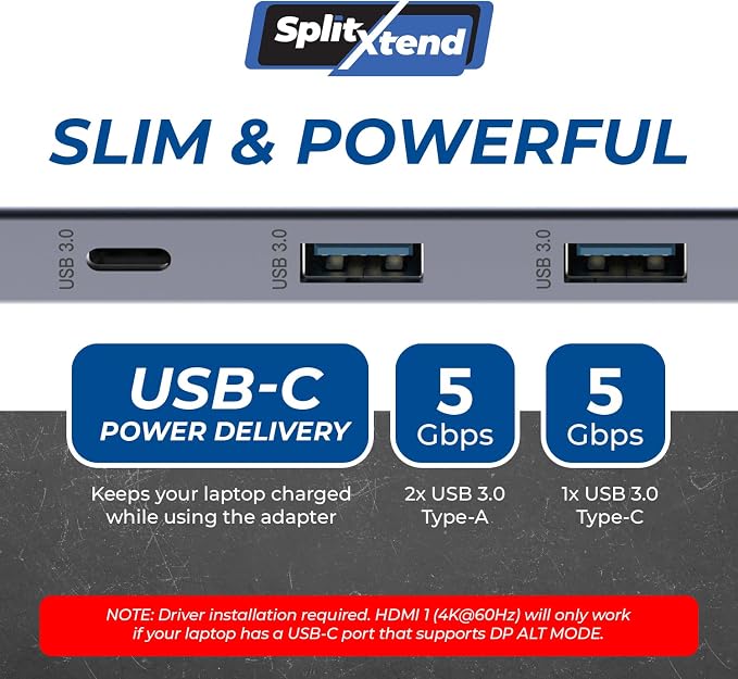 OREI SplitExtend Laptop Docking Station 3 Monitors