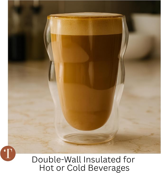 Teaspressa Amber Glass Cloud Cup 12 oz Double-Wall Insulated Borosilicate Glass