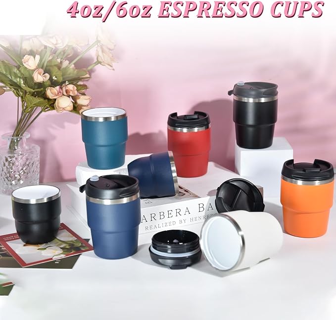 CHLJAR Espresso Cups, 6oz Insulated Espresso Cup Set of 2, Espresso Shot Cups