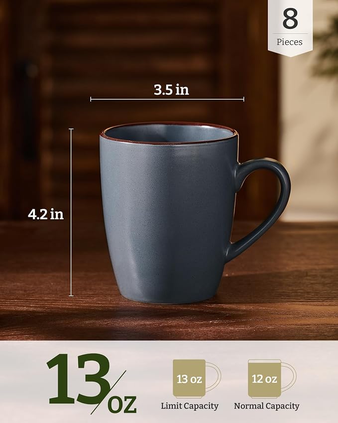famiware Venus Coffee Mugs Set of 8, 13 oz Ceramic Stoneware Mug Cup Set |