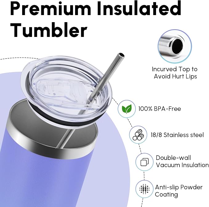 Volhoply 4 Pack Skinny Tumblers