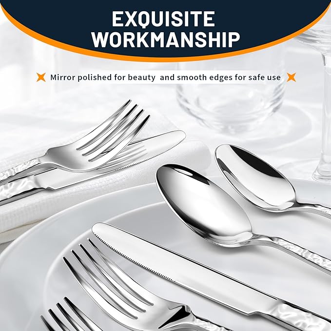 NICE KITCHEN Silverware Set, 40 Piece Heavy Duty Silverware Cutlery Sets |