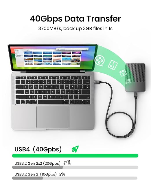 Silkland USB 4 Cable for Thunderbolt 4 Cable 3.3FT, 40Gbps Data Sync, 8K/5K USB