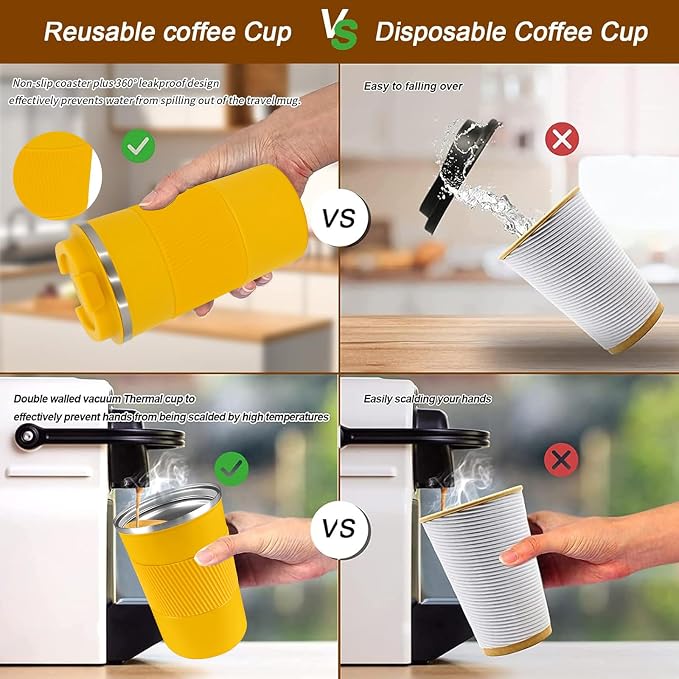 Insulated Travel Coffee Mug, Stainless Steel Coffee Cup