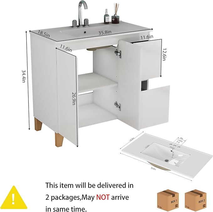 36-Inch Bathroom Vanity with Ceramic Sink Combo