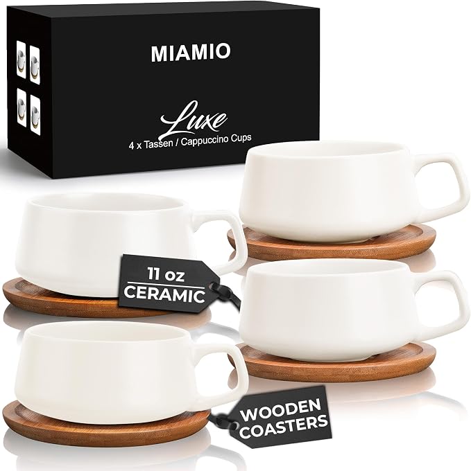 MIAMIO - Cappuccino Cup Set of 4, Wide - Luxe | Ceramic cappuccino cups and