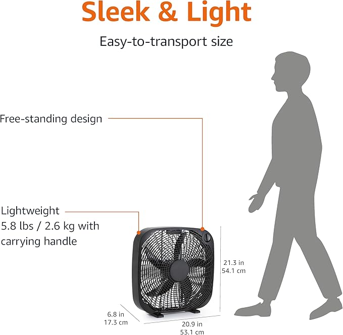 Amazon Basics 3 Speed Box Fan, Indoor Electric Fan
