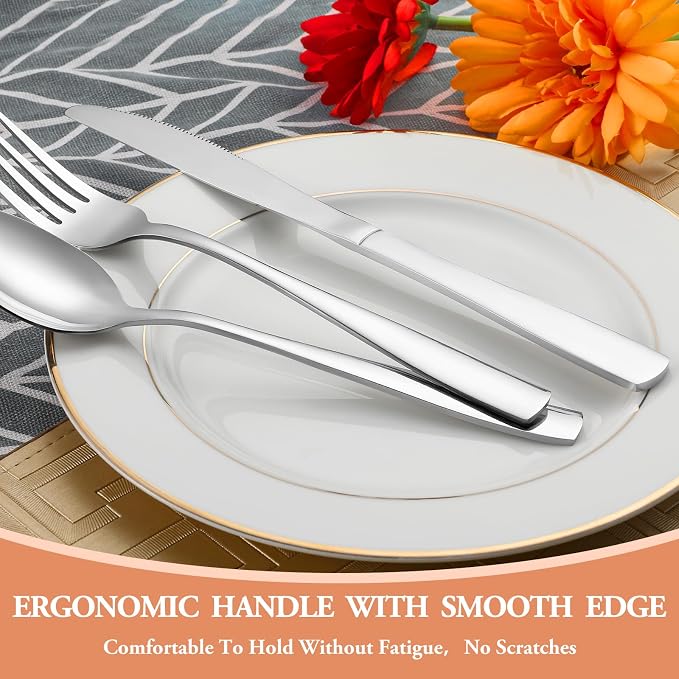40 Pcs Silverware Set, Stainless Steel Flatware Set