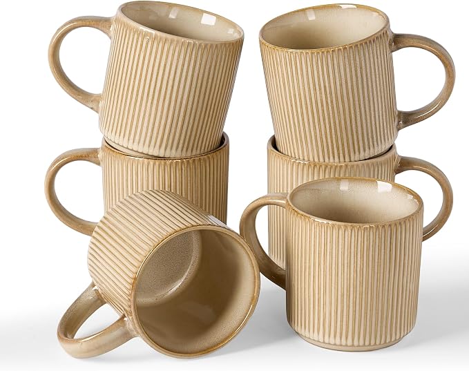 famiware Coffee Mug Set for 6, Star 12 oz Catering Mugs Cup Set