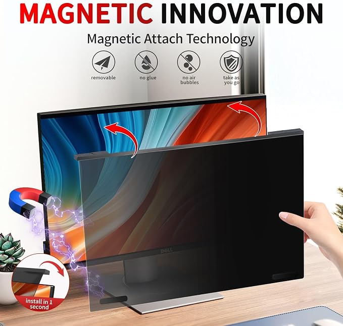 Magnetic 27 Inch Computer Privacy Screen Filter, Hanging Computer Screen