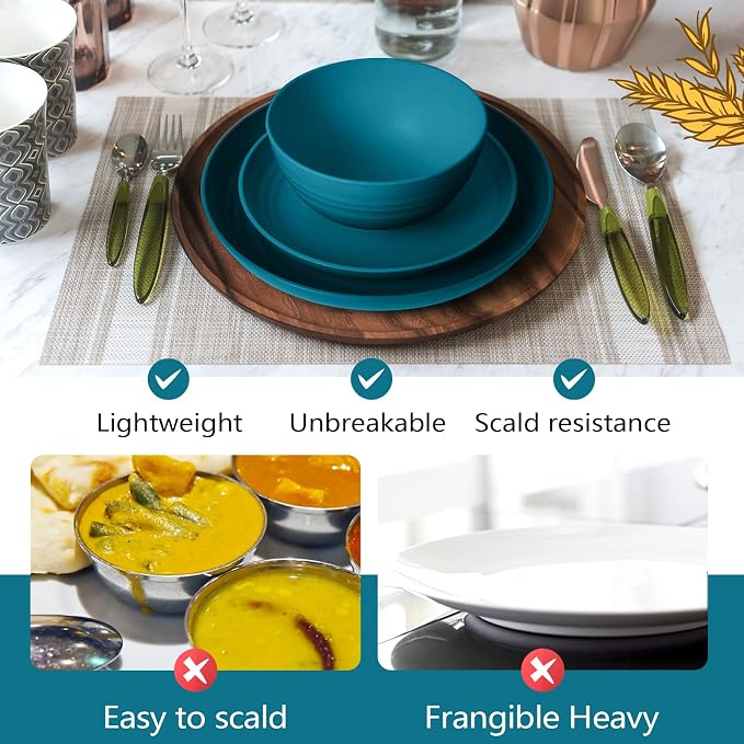 Teivio 32-Piece Plates and Bowls Sets