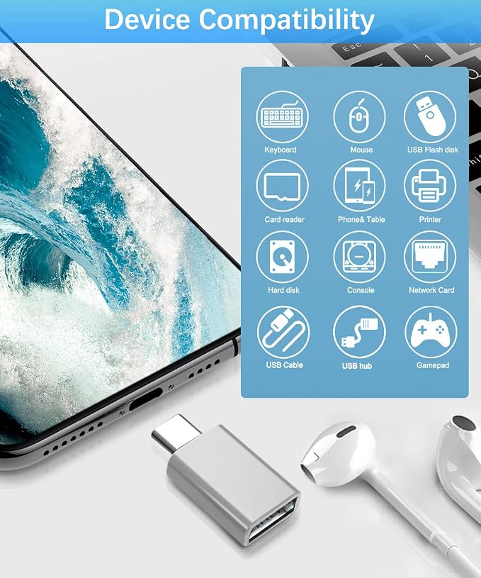Elebase USB to USB C Adapter&Type C Male to 3.0 Female Adaptor 4PCS,