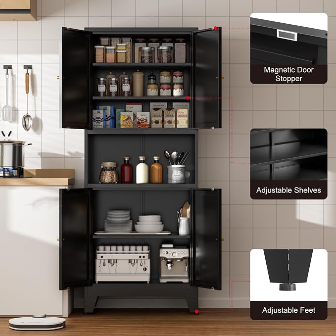 Metal Kitchen Pantry Cabinet, Freestanding Cupboards
