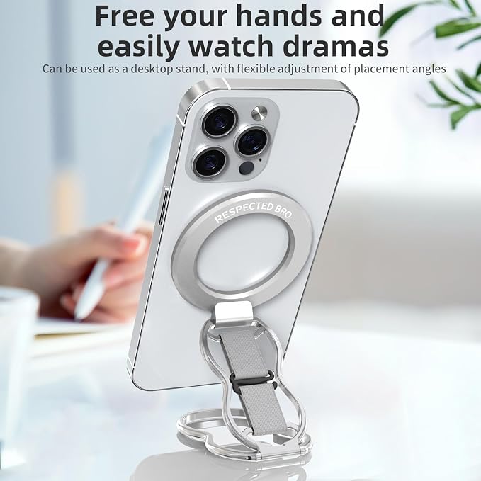 RESPECTED-BRO-Magnetic-Phone-Grip-Stand-with-Finger-Strap, 4-in-1 Magnetic Ring