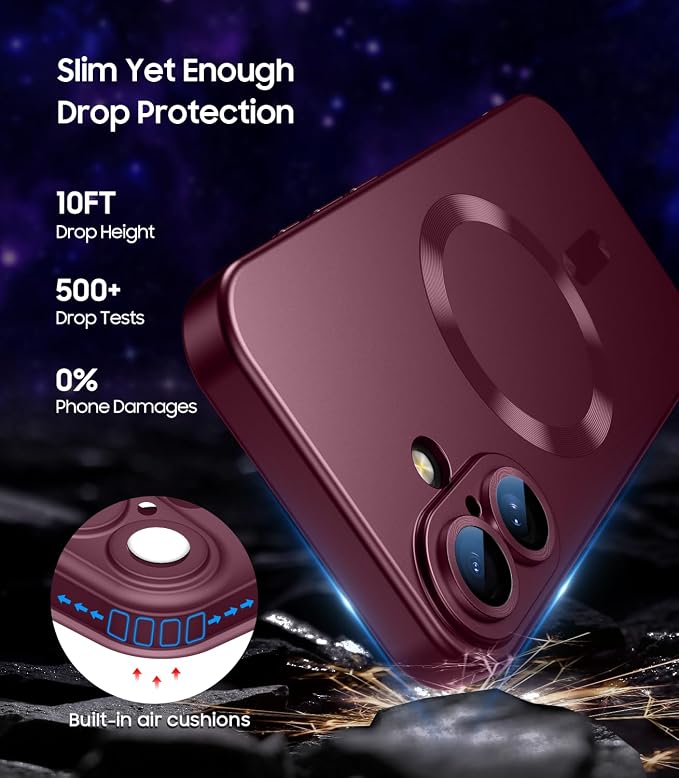 Magnetic for iPhone 16 Case Slim Soft Silicone Bumper Shockproof Metallic