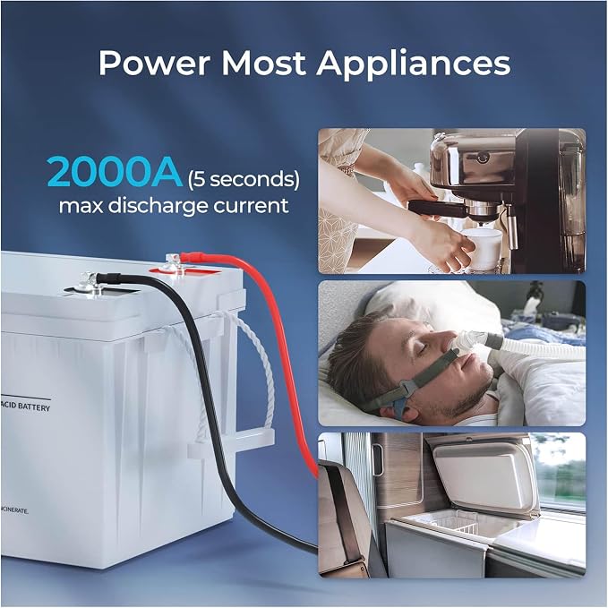 Renogy Deep Cycle AGM Battery 12 Volt 200Ah, 3% Self-Discharge Rate, 2000A Max