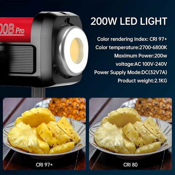 GVM Great Video Maker 200W Video Light Kit, LED Video Light Studio, 45400lux/1m