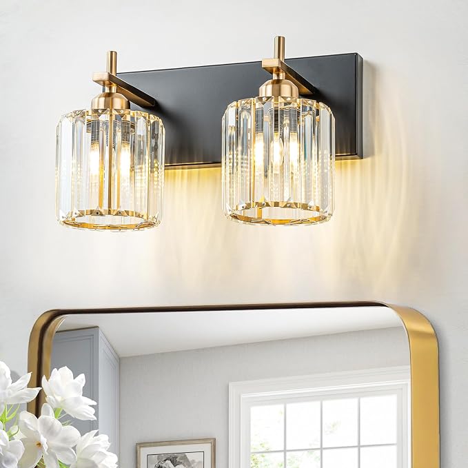 2-Light Crystal Bathroom Vanity Lights